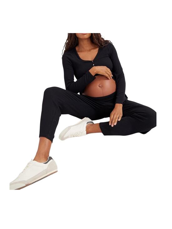 Hatch Pants - Hatch Ribbed Black Over Under Lounge Pants Size 2